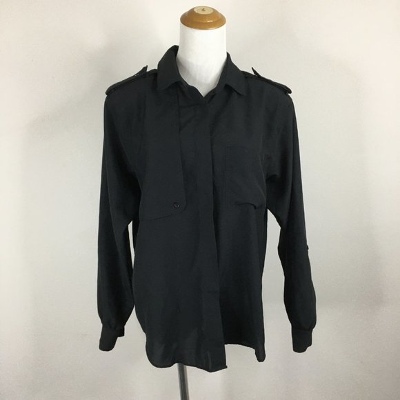 Vintage DVF DIANE VON FURSTENBERG Black Relaxed Fit Hidden Button Shirt - Picture 8 of 11